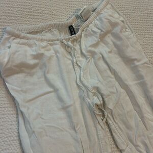 White Drawstring Linen Pants